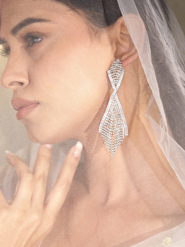 Designer Edge Multistrand American Diamond Zirconia Earrings Earrings