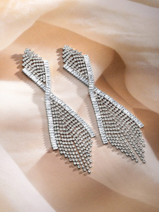 Designer Edge Multistrand American Diamond Zirconia Earrings Earrings