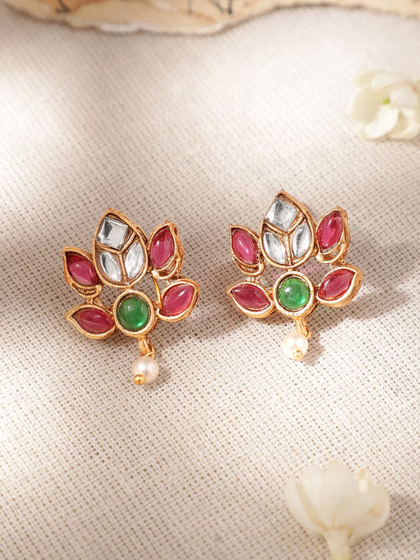 Divine Blooms 22K Gold-Plated 3-Layer Pearl Beaded Lotus Motif Jewelry Set Jewelry Sets