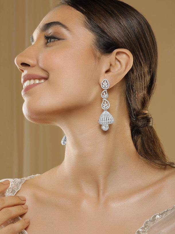 Divine Glow American Diamond Zirconia Jhumka Earrings