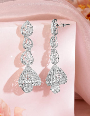 Divine Glow American Diamond Zirconia Jhumka Earrings