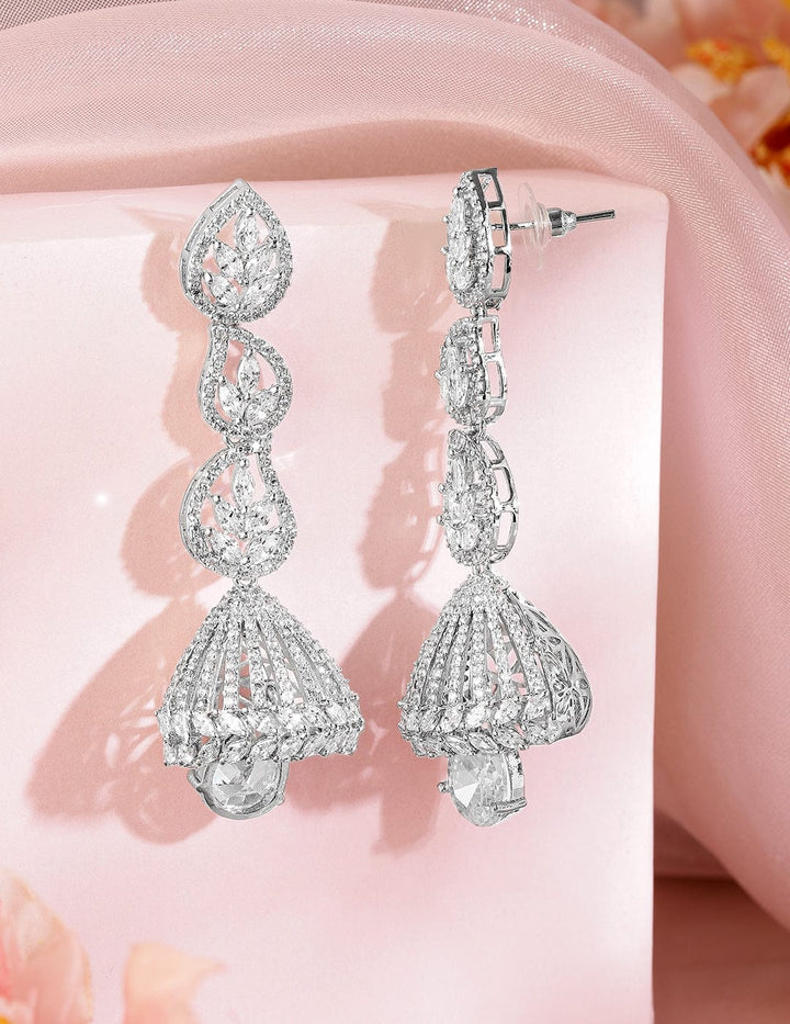 Divine Glow American Diamond Zirconia Jhumka Earrings