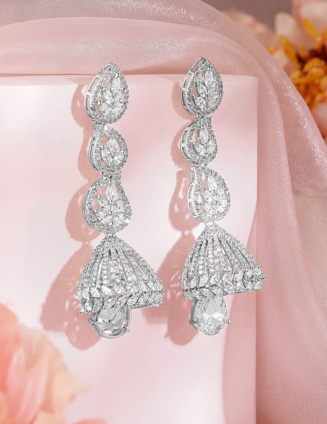 Divine Glow American Diamond Zirconia Jhumka Earrings