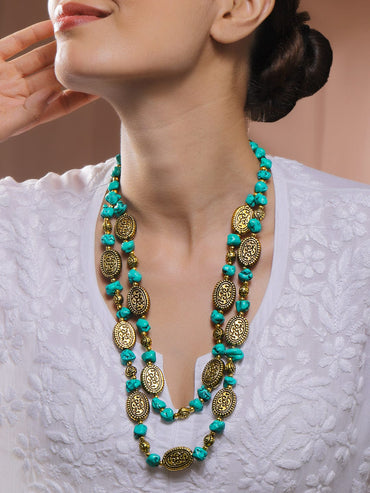 Divine Green Beaded Antique Layered Necklace Necklace & Chains