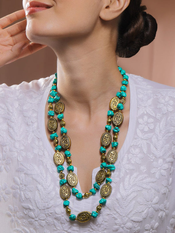 Divine Green Beaded Antique Layered Necklace Necklace & Chains