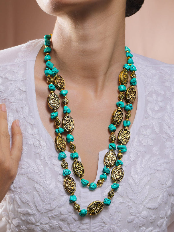 Divine Green Beaded Antique Layered Necklace Necklace & Chains