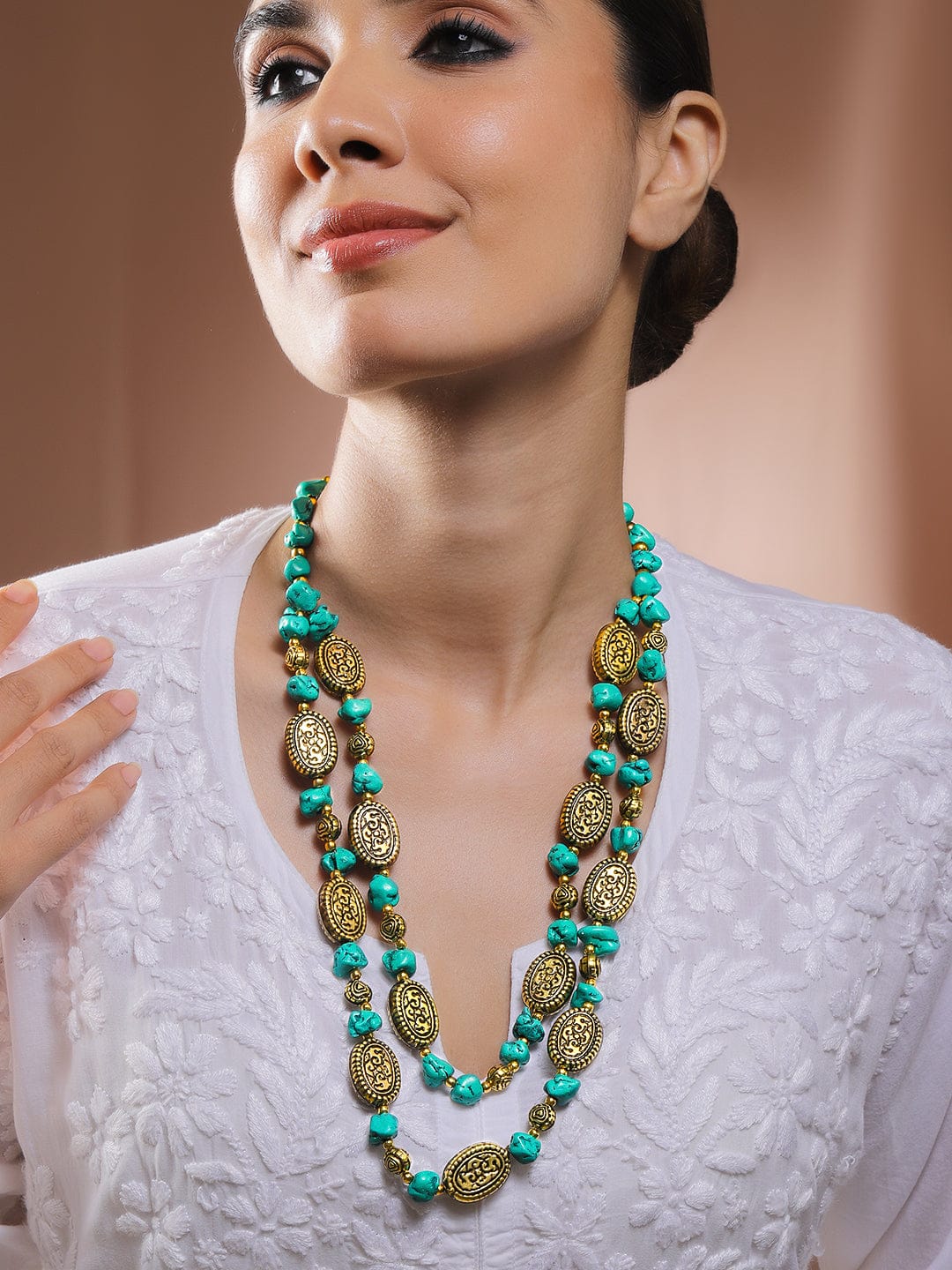 Divine Green Beaded Antique Layered Necklace Necklace & Chains