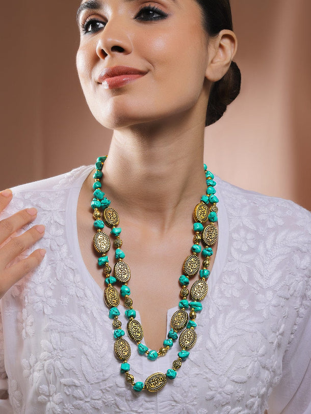 Divine Green Beaded Antique Layered Necklace Necklace & Chains