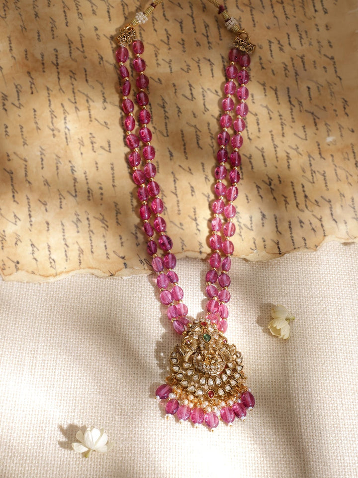 Divine Radiance 22K Gold-Plated Crystal Beaded Laxmi Motif Jewelry Set Necklaces, Necklace Sets, Chains & Mangalsutra