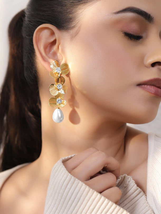 Dreamy Flora Pearl & CZ Earrings Earrings