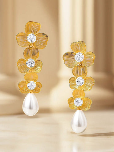 Dreamy Flora Pearl & CZ Earrings Earrings