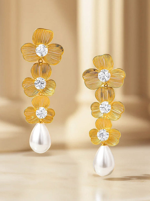 Dreamy Flora Pearl & CZ Earrings Earrings