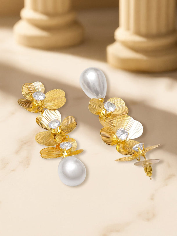 Dreamy Flora Pearl & CZ Earrings Earrings