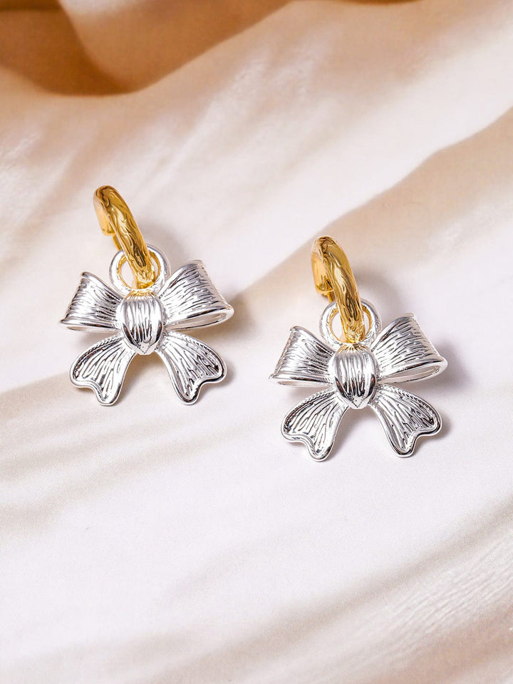 Dual Tone Gold & Silver Plated Floral Drop Earrings Drop Earrings