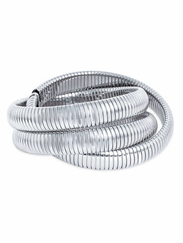 Elegant Rhodium-Plated Triple Strand Bracelet - Timeless Radiance for Every Look Bangles & Bracelets