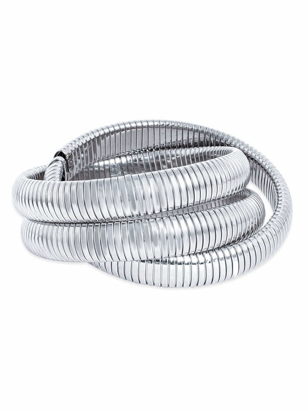 Elegant Rhodium-Plated Triple Strand Bracelet - Timeless Radiance for Every Look Bangles & Bracelets