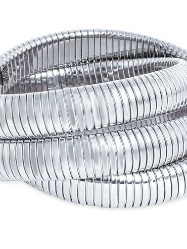 Elegant Rhodium-Plated Triple Strand Bracelet - Timeless Radiance for Every Look Bangles & Bracelets
