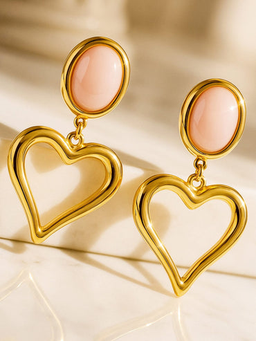 Elegant Stones with Heart Dangles Earrings