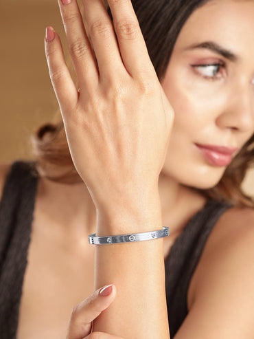 Elegant Zirconia Studded Bracelet Stainless Steel and Water-Resistant Beauty Bangles & Bracelets