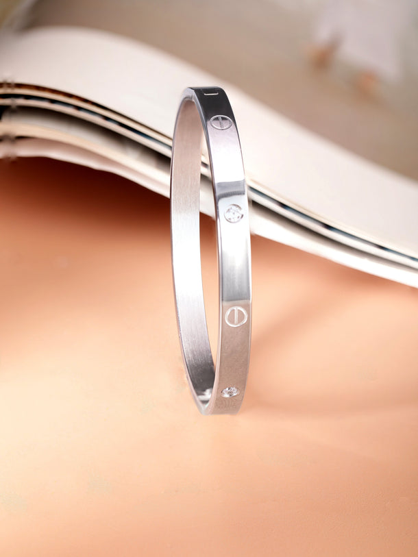 Elegant Zirconia Studded Bracelet Stainless Steel and Water-Resistant Beauty Bangles & Bracelets