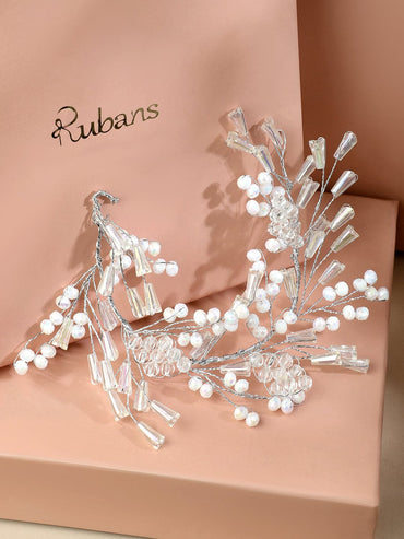 Embellished Pearl Beaded White Hair Accessory Head Jewellery