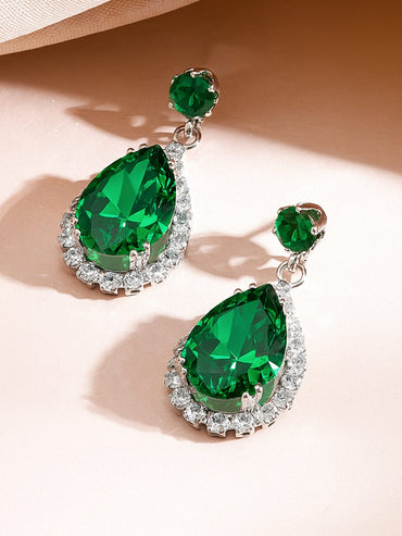Emerald American Diamond Zirconia Teardrop Necklace Set Jewellery Set