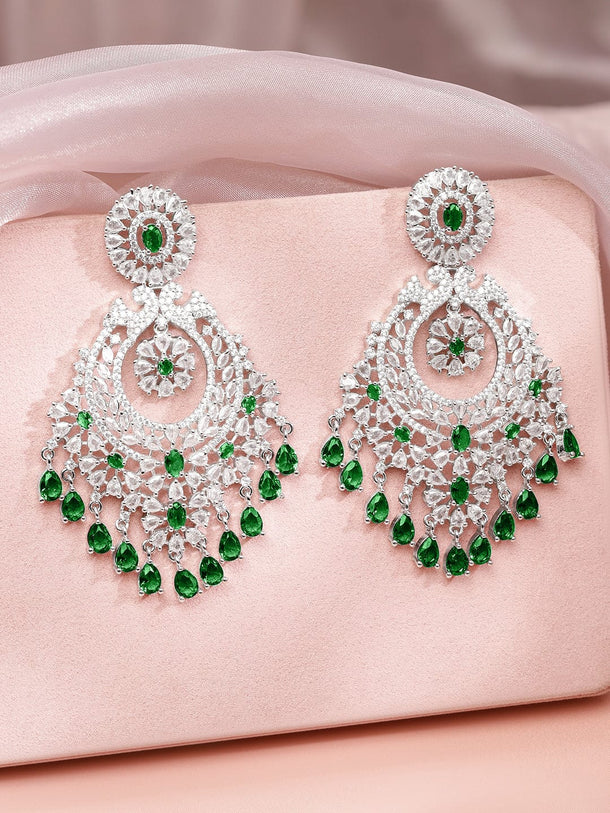 Emerald Blooms in Motion Danglers Earrings