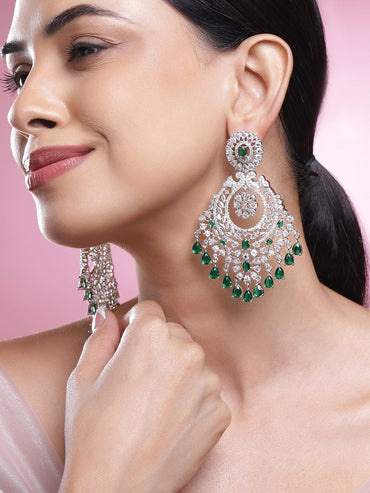 Emerald Blooms in Motion Danglers Earrings