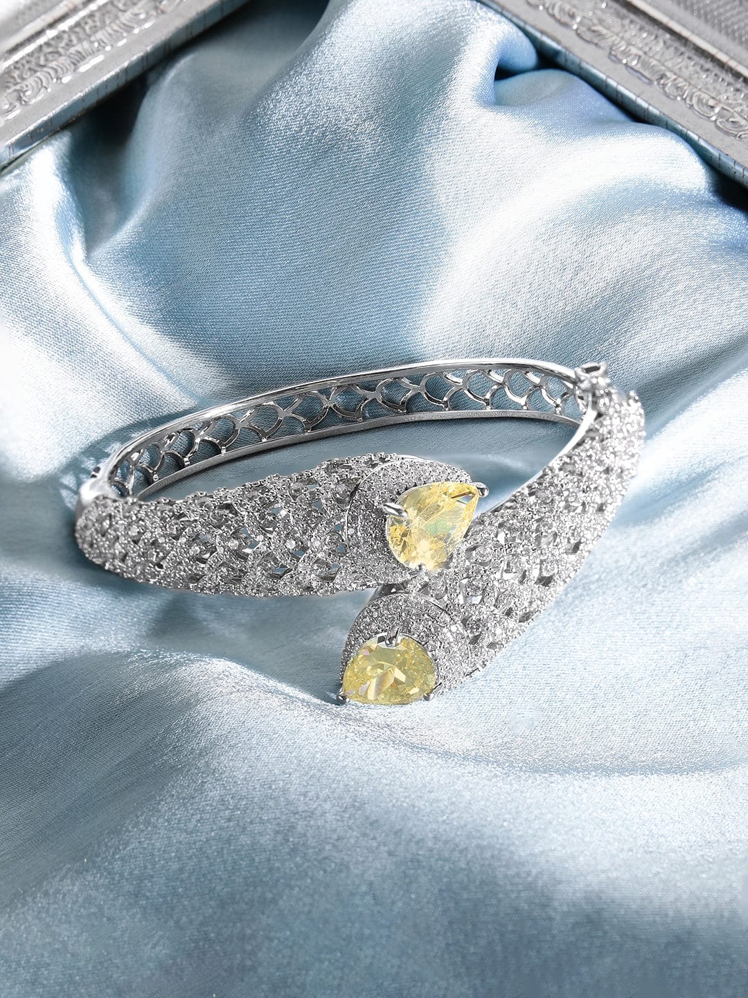 Enchanting Amethyst Sparkle Yellow Silver AD Bracelet Bangles & Bracelets