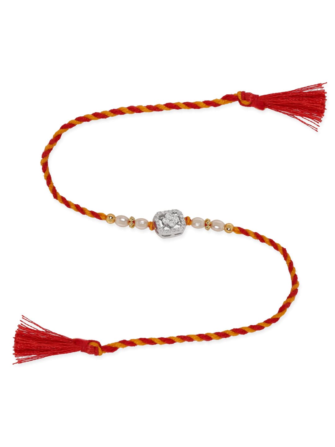 Enchanting Moonlight Silver Rakhi Rhodium Plated With AD Stones Rakhi