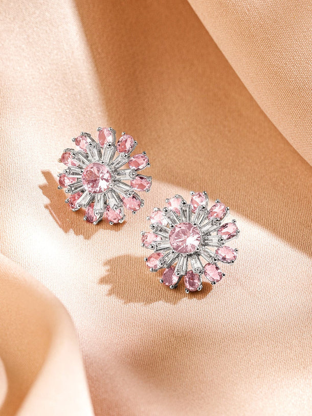 Eternal Blossom American Diamond Zirconia Studs Earrings