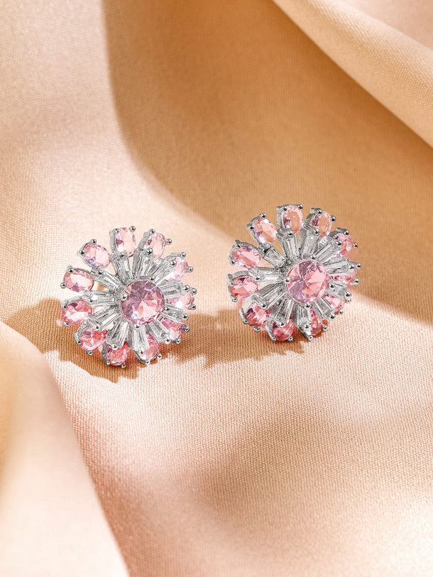 Eternal Blossom American Diamond Zirconia Studs Earrings