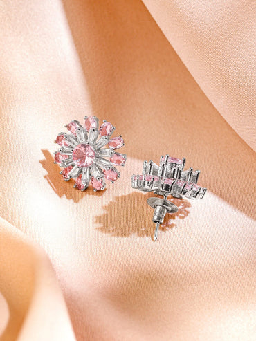 Eternal Blossom American Diamond Zirconia Studs Earrings