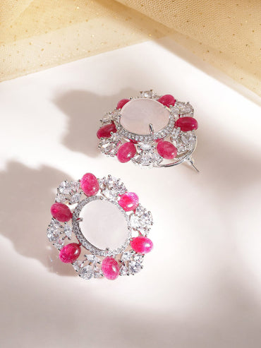 Ethereal Elegance AD-Studded Silver-Tone Demi-Fine Ear Adornments Earrings