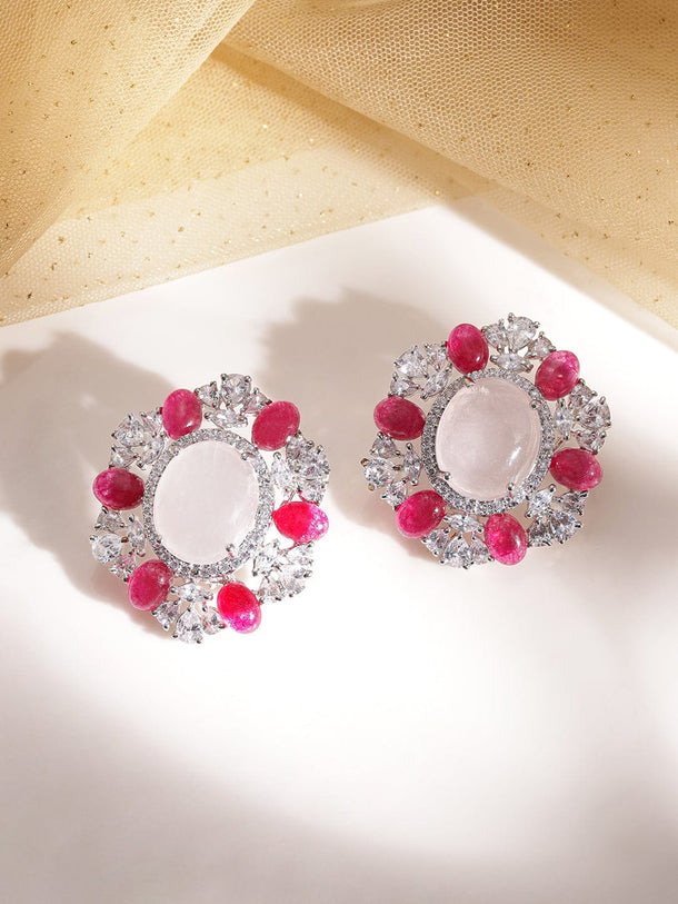 Ethereal Elegance AD-Studded Silver-Tone Demi-Fine Ear Adornments Earrings