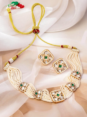 Ethnic Green Stone Choker Set Jewellery Set