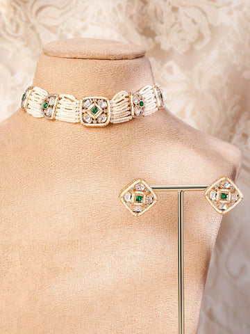 Ethnic Green Stone Choker Set Jewellery Set