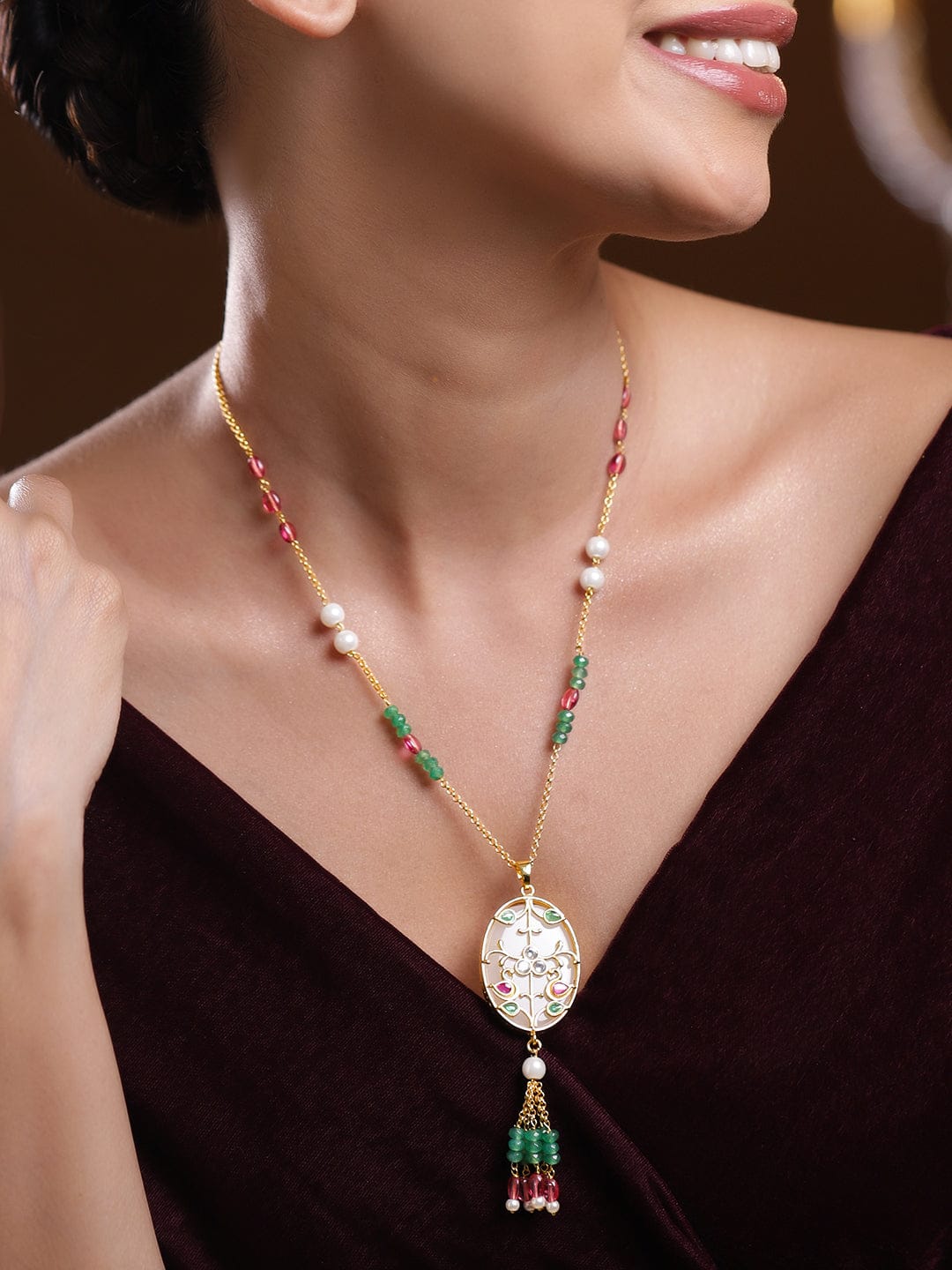 Ethnic Multicolour Beads Studded Necklace Necklace & Chains