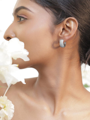 Everyday Glam American Diamond Zirconia Hoops Earrings