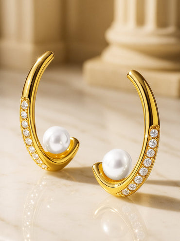 Everyday Glam Pearl Hoops Earrings