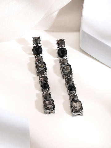 Fashion Forward Black Crystal Statement Earrings Earrings