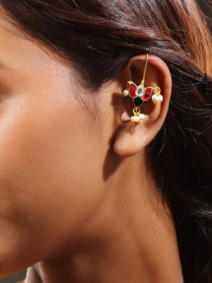 Festive Glow Lotus Motif Ear Cuff Earrings
