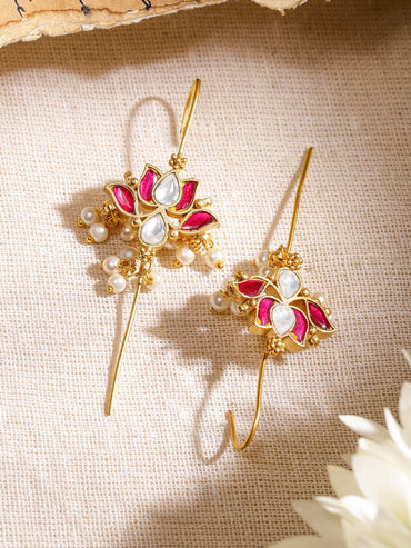 Festive Glow Lotus Motif Ear Cuff Earrings
