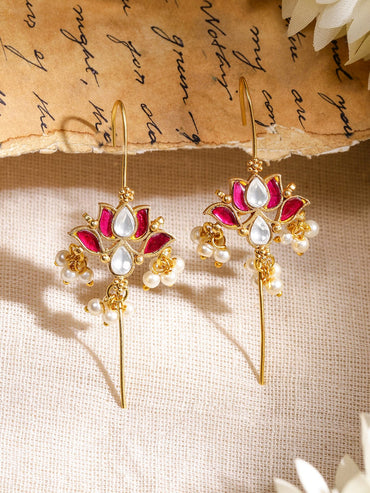 Festive Glow Lotus Motif Ear Cuff Earrings