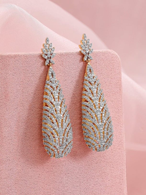 Floral Luxe American Diamond Zirconia Statement Earrings Earrings