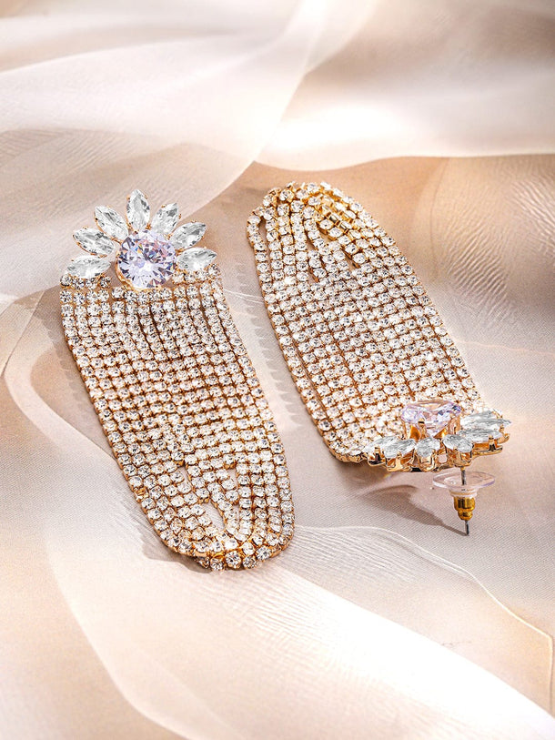 Floral Symphony American Diamond Zirconia Statement Earrings Earrings