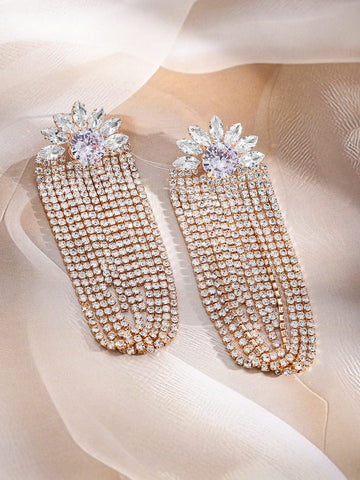 Floral Symphony American Diamond Zirconia Statement Earrings Earrings