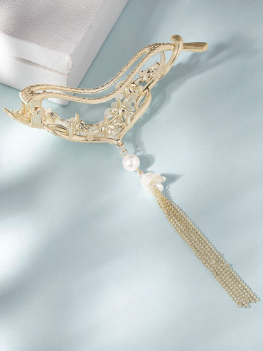 Flower Charms Hair Clip with Chain Hangings Head Jewellery