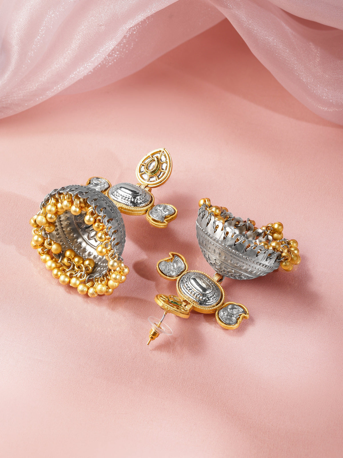 Folk Melody Dual Tone Dome Jhumka Earrings