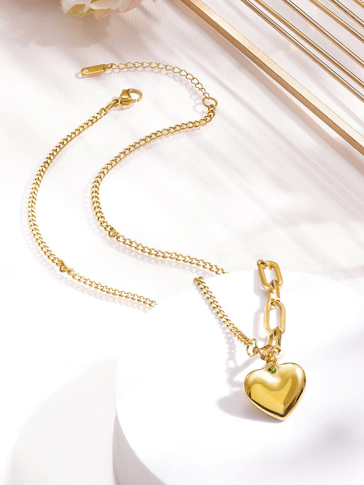 Forever Love Heart Pendant Link Chain Necklace Necklace & Chains